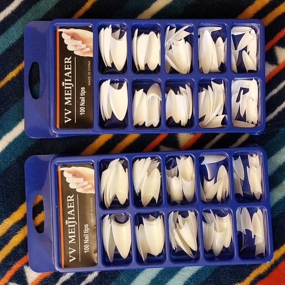 VV MEIJIAER Transparent & White Stilletto Nail Tips 200 Piece - Picture 1 of 5